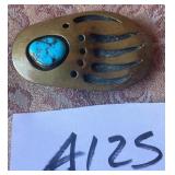487 - SILVER & STONE BELT BUCKLE (A125)