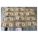487 - TWELVE COLLECTIBLE US $1 BILLS (G209)