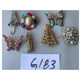 487 -LOT OF COSTUME JEWELRY BROOCHES (G183)