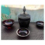 487 - VINTAGE AVON RUBY RED GLASS COLLECTIBLES