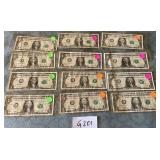 487 - TWELVE COLLECTIBLE US $1 BILLS (G201)