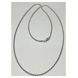STERLING SILVER ROPE CHAIN 24 INCH 7.60GRS