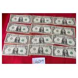 487 - TWELVE COLLECTIBLE US $1 BILLS (G204)