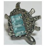 STERLING SILVER TURTLE RING 6.80GRS