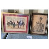 487 - TWO PIECES VINTAGE FRAMED ART (G224)