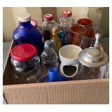 487 - BOX OF COLLECTIBLE BOTTLES & GLASSWARE