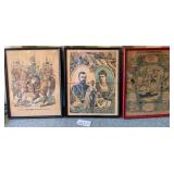 487 - THREE PIECES VINTAGE FRAMED ART (G225)
