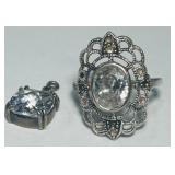 STERLING SILVER RING /PENDANT SET 7.20GRS