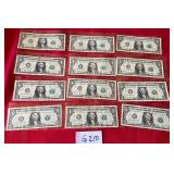 487 - TWELVE COLLECTIBLE US $1 BILLS (G210)