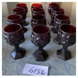 487 - TWELVE PIECES AVON RUBY RED GLASS STEMWARE