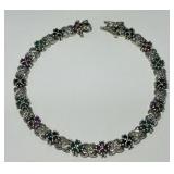 STERLING SILVER 13.80GRS RUBY/SAPPHIRE/EMERALD BR.