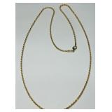 STERLING SILVER GOLD PLATED ROPE CHAIN  22 INCH