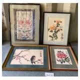 487 - FOUR PIECES ASIAN ART FRAMED (G233)