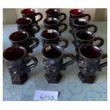 487 - VINTAGE AVON RUBY RED GLASS MUGS (G155)