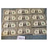487 - TWELVE COLLECTIBLE US $1 BILLS (G212)