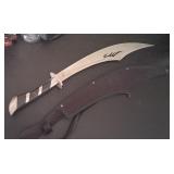 J5 - SCIMITAR SWORD WITH LEATHER SHEATH (N11)