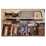 J5 - MIXED LOT OF MOVIES, BASKETS, FRAMED ART (N52