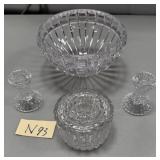489 - CRYSTAL BOWL & CANDLE HOLDERS (N93)