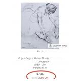 1880s EDGAR DEGAS SIGNED ART 24X29"