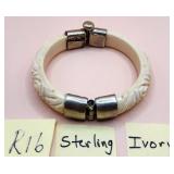 502 - STERLING SILVER & IVORY BRACELET (R16)