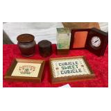 11 - EMBROIDERY ARTWORK, CLOCK, TRINKET JARS (C91)