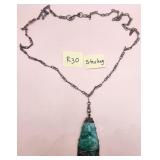 502 - STERLING SILVR & STONE PENDANT NECKLACE (R30