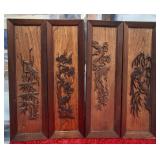 11 - FOUR CARVED WOOD ART PANELS 29X9"EA (B3)