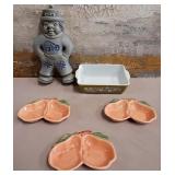 11 - CALIFORNIA POTTERY SNACK SETS, PYREX (B95)