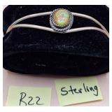 502 - STERLING SILVER & STONE BRACELET (R22)
