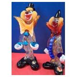 N - TWO ART GLASS CLOWN FIGURINES (N97)