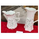 11 - TWO WHITE PORCELAIN PITCHERS (C52)