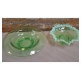11 - TWO PIECES VINTAGE GREEN GLASS (B6)