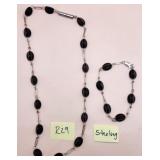 502 - STERLING SILVER & STONE NECKLACE SET (R29)