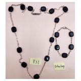 502 - STERLING SILVER & STONE NECKLACE SET (R32)