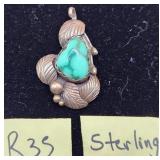 502 - STERLING SILVR & STONE PENDANT (R35)