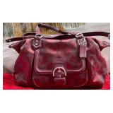 COACH BURGUNDY SATEEN SIGNATURE SATCHEL (PP15)