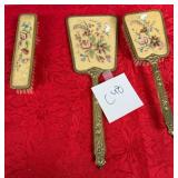 11 - VINTAGE VANITY BRUSH & MIRROR SET (C48)