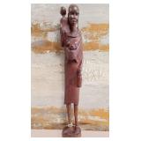 11 - AFRICAN ART CARVED WOOD STATUETTE 25"T (B48)