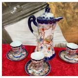 11 - VTG CHINESE PORCELAIN CHOCOLATE POT SET