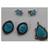 Q - STERLING SILVER & STONE EARRINGS & PENDANT