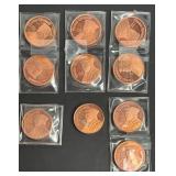 LOT OF 10 VINTAGE 1/2 OZ COPPER THOMAS CROMWELL