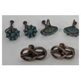 Q - THREE PAIR VINTAGE STERLING SILVER EARRINGS