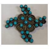 Q - SILVER & STONE BROOCH (W24)