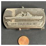 RARE VINTAGE USS COLE DDG 67 SAILORS BELT BUCKLE