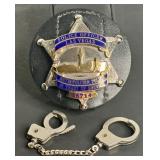 RARE LAS VEGAS POLICE BADGE & MINI HANDCUFFS