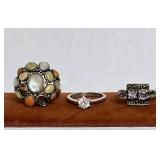 LOT OF 3 VINTAGE STERLING SILVER RINGS