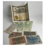 LOT OF ANTIQUE 1914 BEACON OILS & GERMAN MONEY