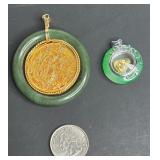 LOT OF 2 VINTAGE JADE PENDANTS
