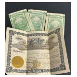 LOT OF ANTIQUE 1914 BEACON OILS LIMITED STOCK CER-