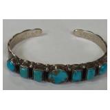 Q - VINTAGE STERLING SILVER & STONE BRACELET (W27)